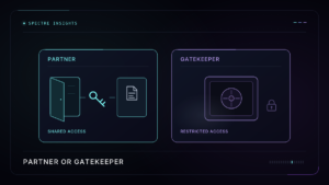 Shared keys and a visible report contrast with a locked vault, illustrating transparency in marketing partnerships.