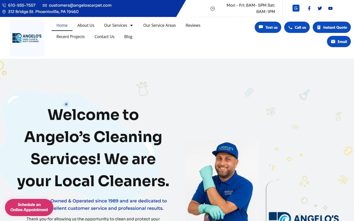 Angelo’s Cleaning public website interface